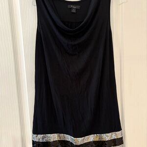 Forever 21 Black Cowl Neck Dress with Black & Silver Sequin Hem